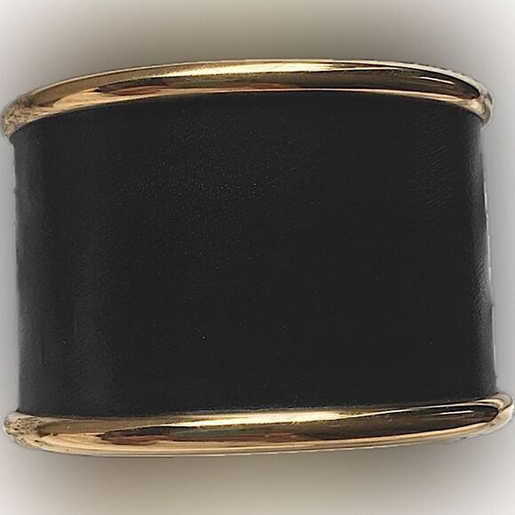 Ralph Lauren Collection Lamb Leather Goldtone Extra Wide Cuff Bracelet - Picture 3 of 16